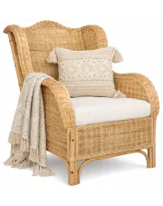 Fotel z prawdziwego rattanu z poduszką - Gevox w sklepie Edinos.pl
