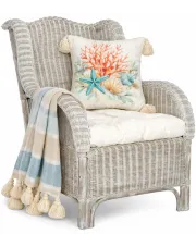 Szary fotel z naturalnego rattanu - Gevox w sklepie Edinos.pl