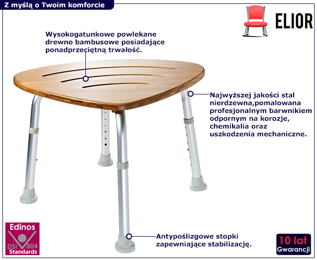 Brązowe krzesełko pod prysznic Inox