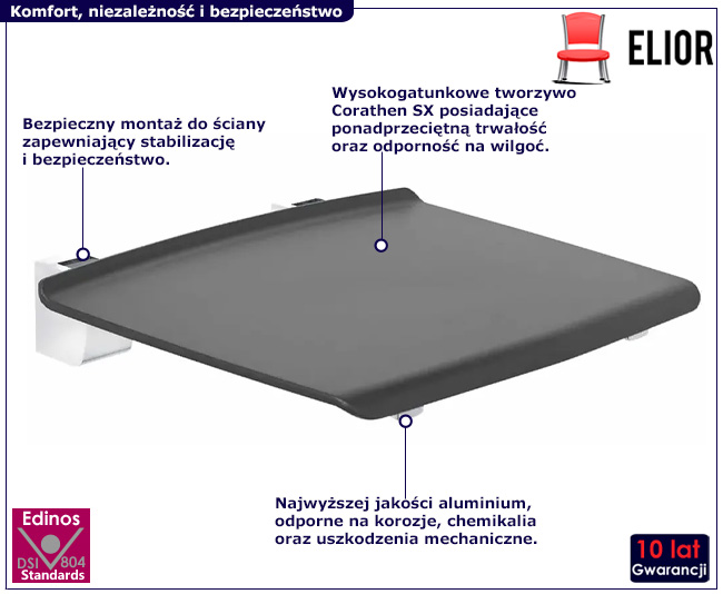 Szare krzesełko prysznicowe Raul