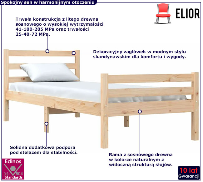 sosnowe łózko Fenso 3X