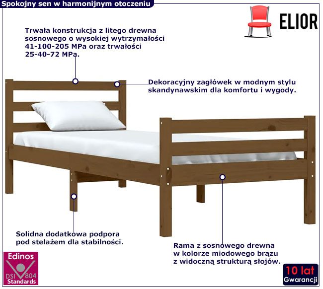 brązowe drewniane łóżko Aviles 3X