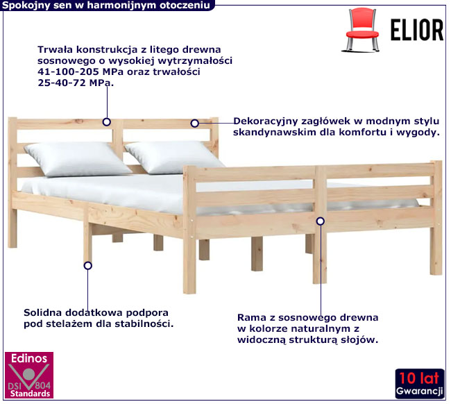 Sosnowe łóżko Fenso 4X