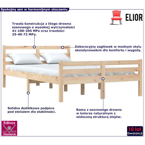 Drewniane łóżko w kolorze naturalnym 120x200 Aviles 4X
