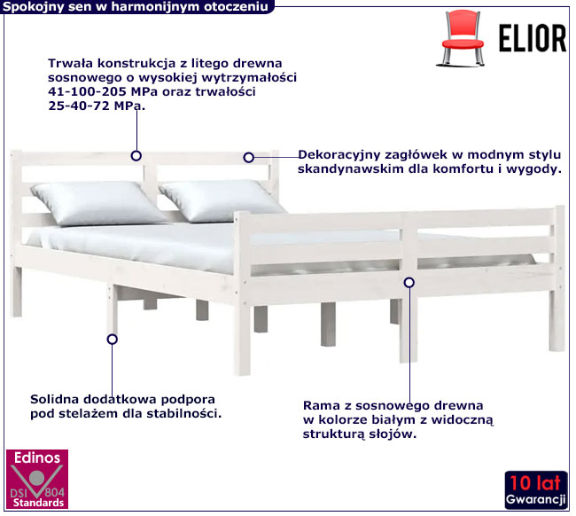 Białe drewniane łóżko Aviles 4X