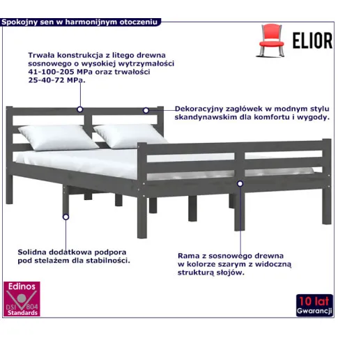 Drewniane łóżko w kolorze szarym 120x200 Aviles 4X