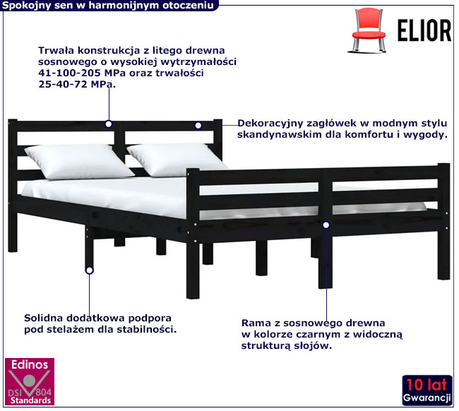 czarne łóżko Aviles 3X