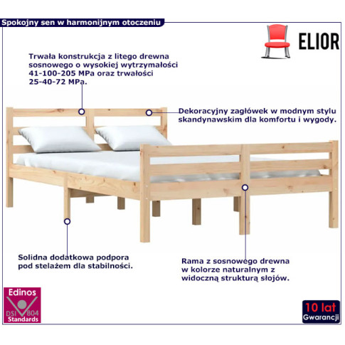 Drewniane łóżko w kolorze naturalnym 140x200 Aviles 5X