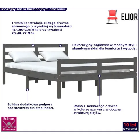 Drewniane łóżko w kolorze szarym 140x200 Aviles 5X