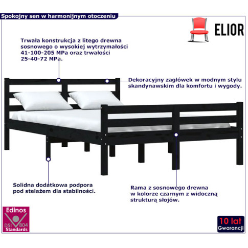 Drewniane łóżko w kolorze czarnym 140x200 Aviles 5X