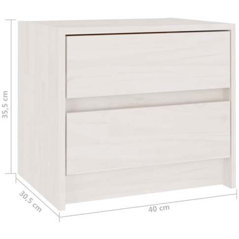 Wymiary drewnianej białej szafki nocnej z szufladami Enas