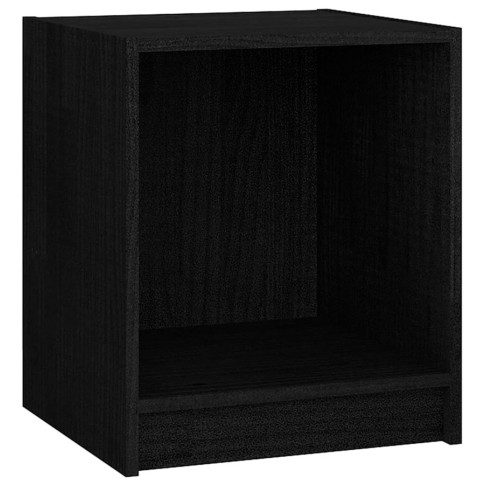 Czarna minimalistyczna otwarta szafka nocna z drewna Ixis