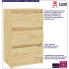 Infografika drewnianej komody z 3 szufladami do sypialni naturalna Orco