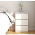 Biała drewniana szafka nocna wysoka z 3 szufladami Orco wizualizacja