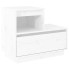Biała drewniana szafka z szufladą i półką do sypialni Zopi