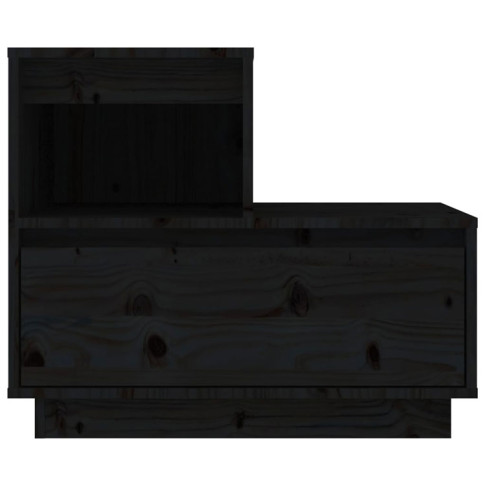 Drewniana czarna szafka do sypialni z szufladą i półką Zopi