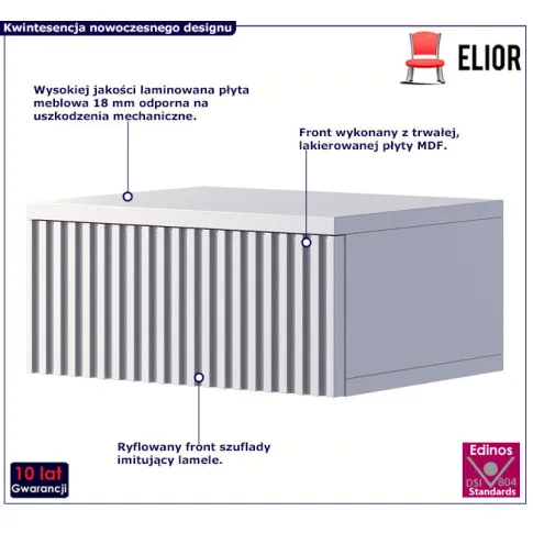 Biała nowoczesna szafka nocna ścienna Ova
