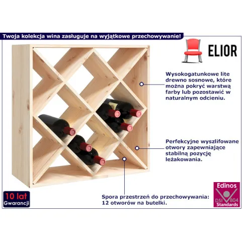 Stojak na wino z drewna sosnowego Tofa kolor naturalny