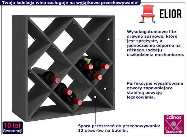 Szary regał na wino Alwira