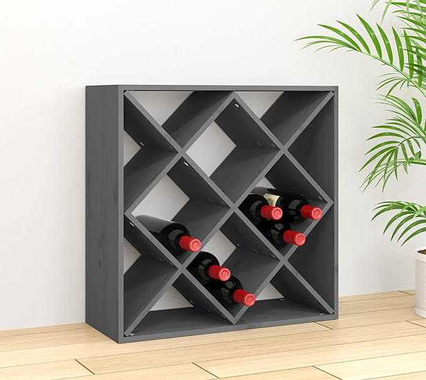 Wizualizacja szarego stojaka na wino Alwira