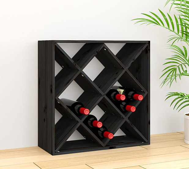 Wizualizacja czarnego stojaka na wino Alwira