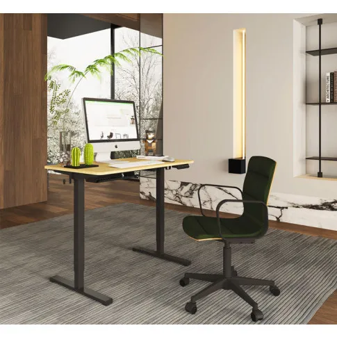 Metalowe biurko komputerowe z elektryczna regulacja wysokości Rucal 3X drewniany + czarny