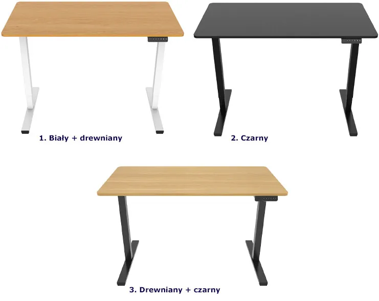 Kolory elektrycznego biurka regulowanego do pracy na stojąco Rucal 4X