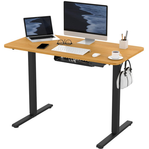 Metalowe biurko regulowane drewniany + czarny Rucal 4X