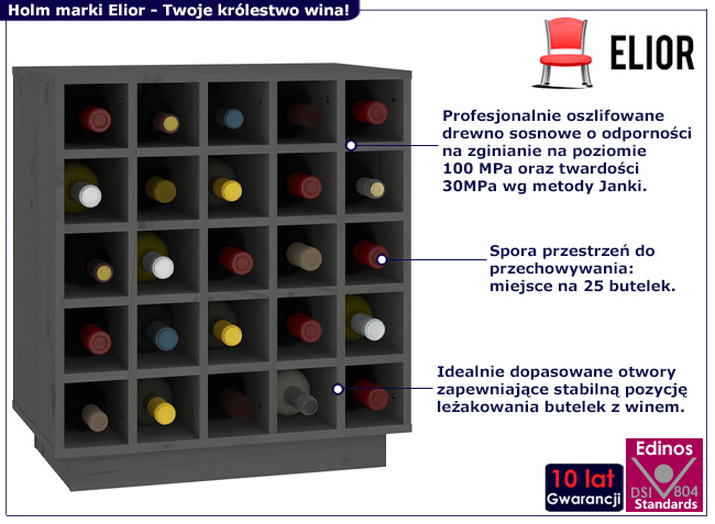 Szary regał na wino Ledox