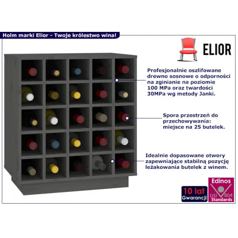 Szafka na 16 butelek Holm kolor szary