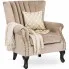 Beżowy fotel wypoczynkowy w stylu glamour Reven