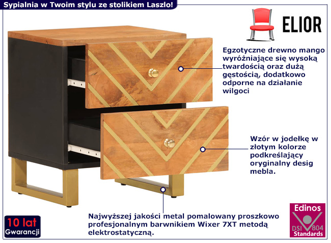 Drewniana szafka nocna Laszlo 3X