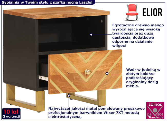 Drewniana szafka nocna Laszlo 6X