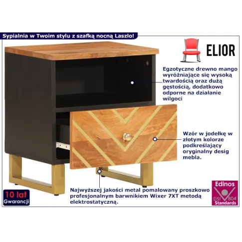 Drewniany stolik nocny Laszlo 6X