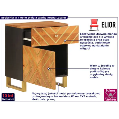 Drewniany stolik nocny Laszlo 7X