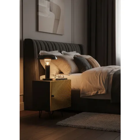 Czarno złota szafka nocna na metalowych nóżkach   Rivis