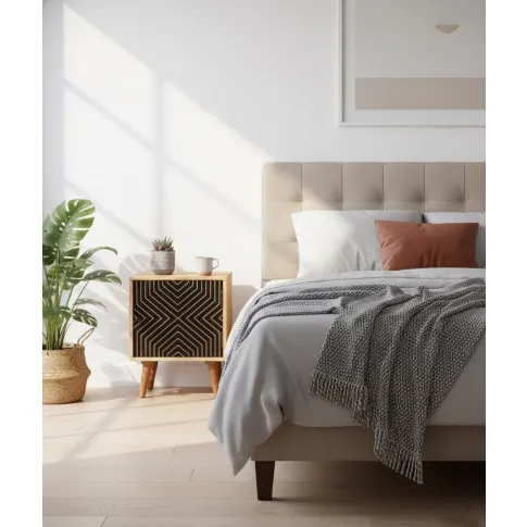 Drewniana szafka nocna z czarnym frontem   Pego