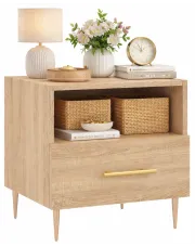 Szafka nocna na metalowych nóżkach dąb sonoma - Reta w sklepie Edinos.pl