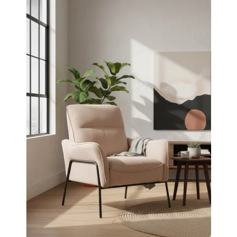 Beżowy fotel wypoczynkowy w stylu loft   Nemis