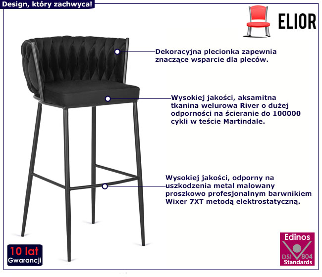 Czarny welurowy hoker Cardi