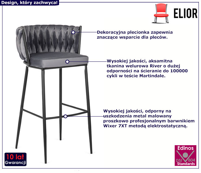 Szary welurowy hoker Cardi