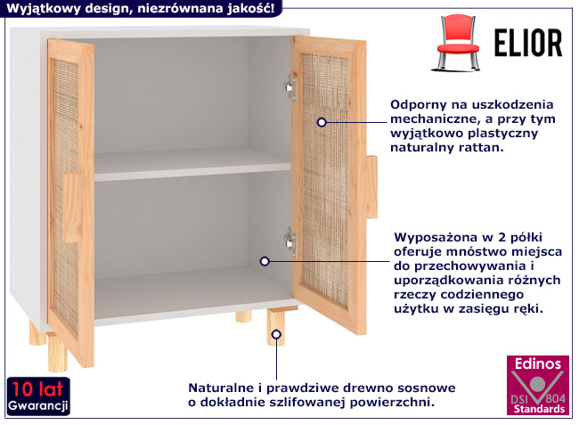 Biała komoda na nóżkach wstylu bogo Cukor 4X