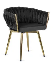Czarne obrotowe krzesło welurowe tapicerowane glamour - Akto w sklepie Edinos.pl