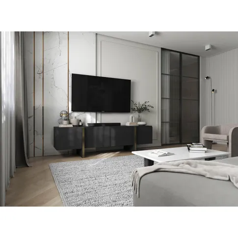 Aranżacja z czarną szafką rtv Monet