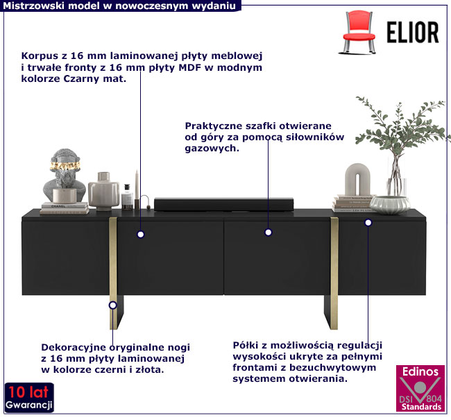 Szafka rtv czarna Monet