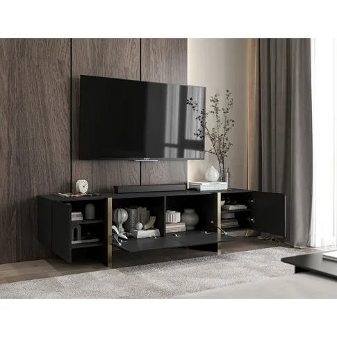 Wnętrze czarnej szafki rtv Monet