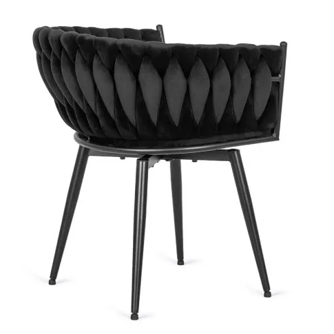 Czarne welurowe krzesło obrotowe Rexi