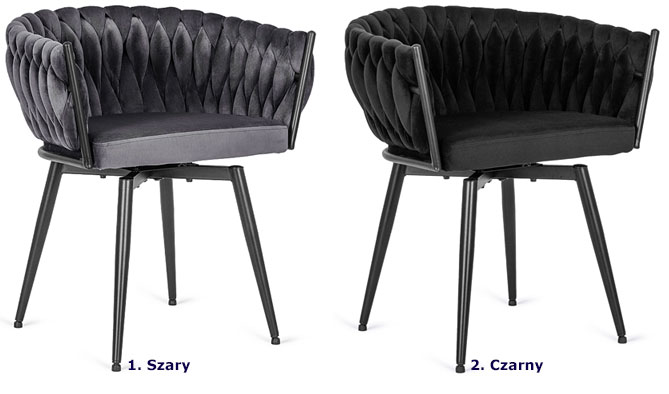 Szare welurowe krzesło obrotowe Zera