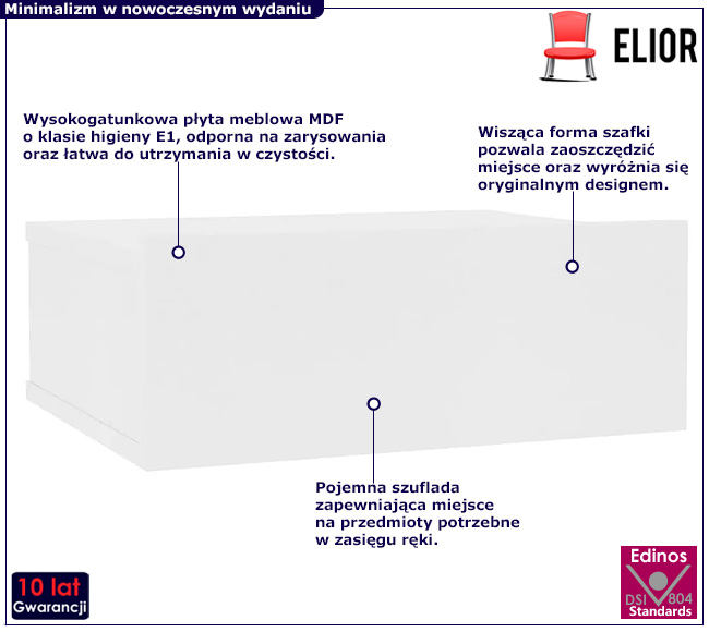 Biała ścienna szafka nocna Nala