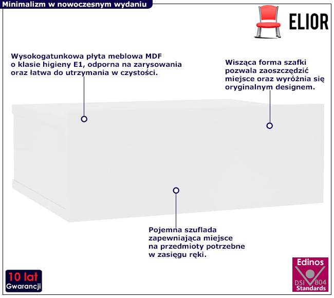 Biała ścienna szafka nocna Umen